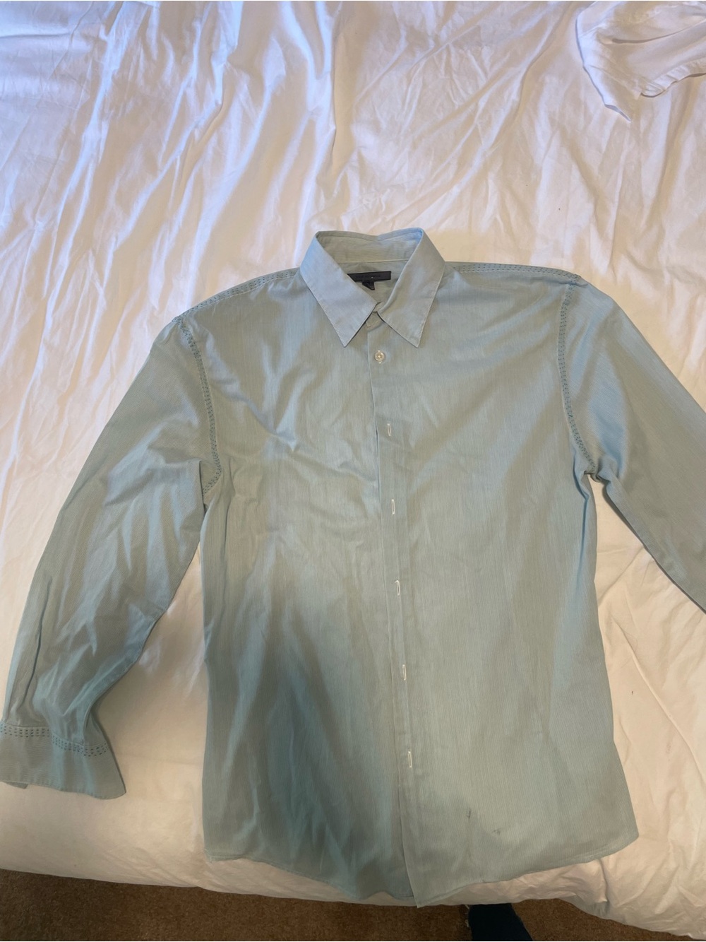 Light sage Men's Dress Shirt - Classic Button-Down embroidered detail